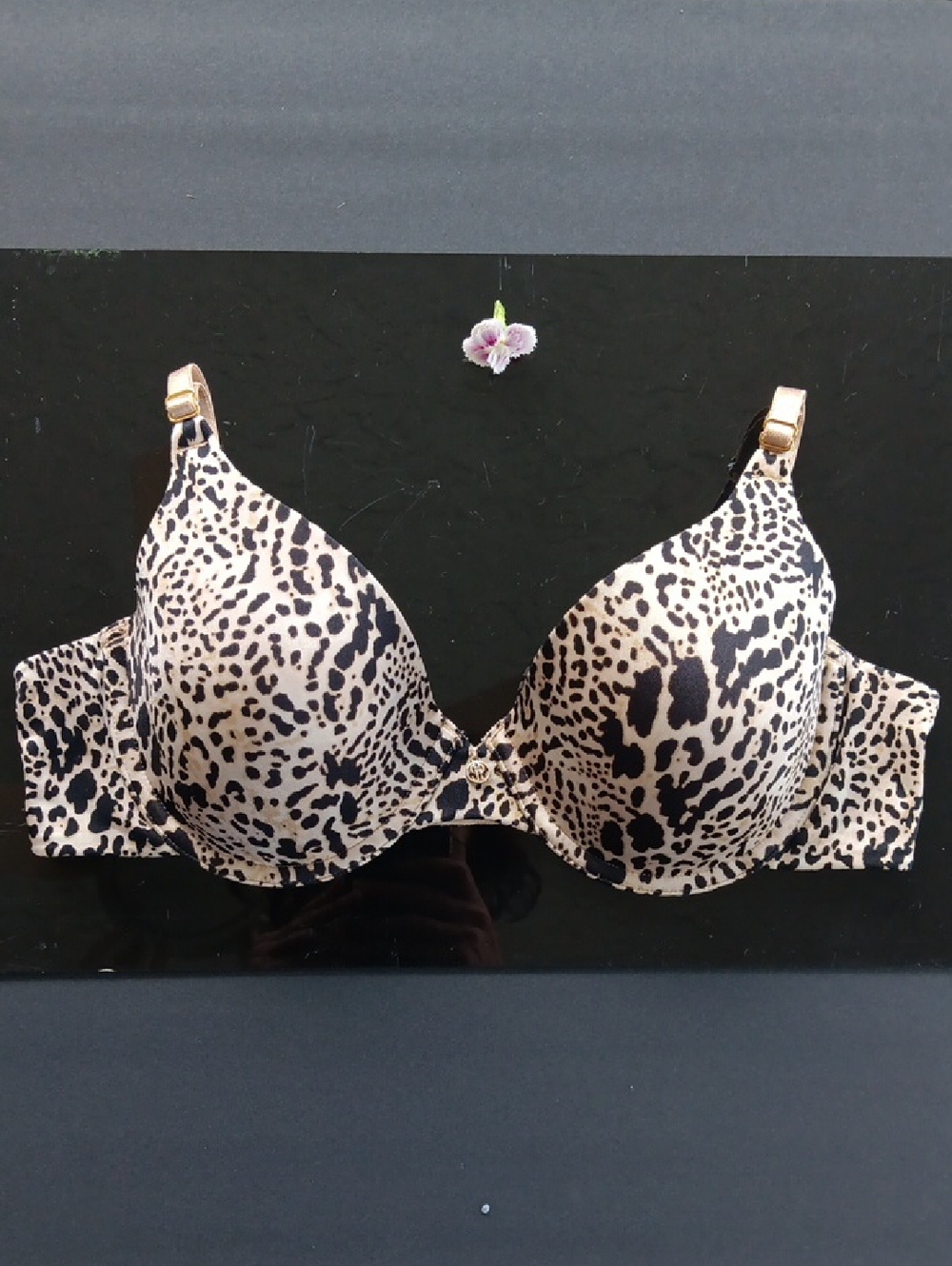 Jennifer Lopez Leopard Print Push-Up Bra - Beige & Black Size38B